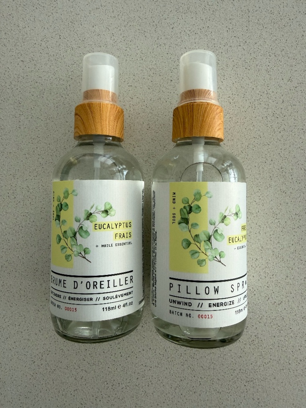 NWT ESet of 2 Eucalyptus Pillow & Room Sprays | Essential Oil Linen Mist 118m